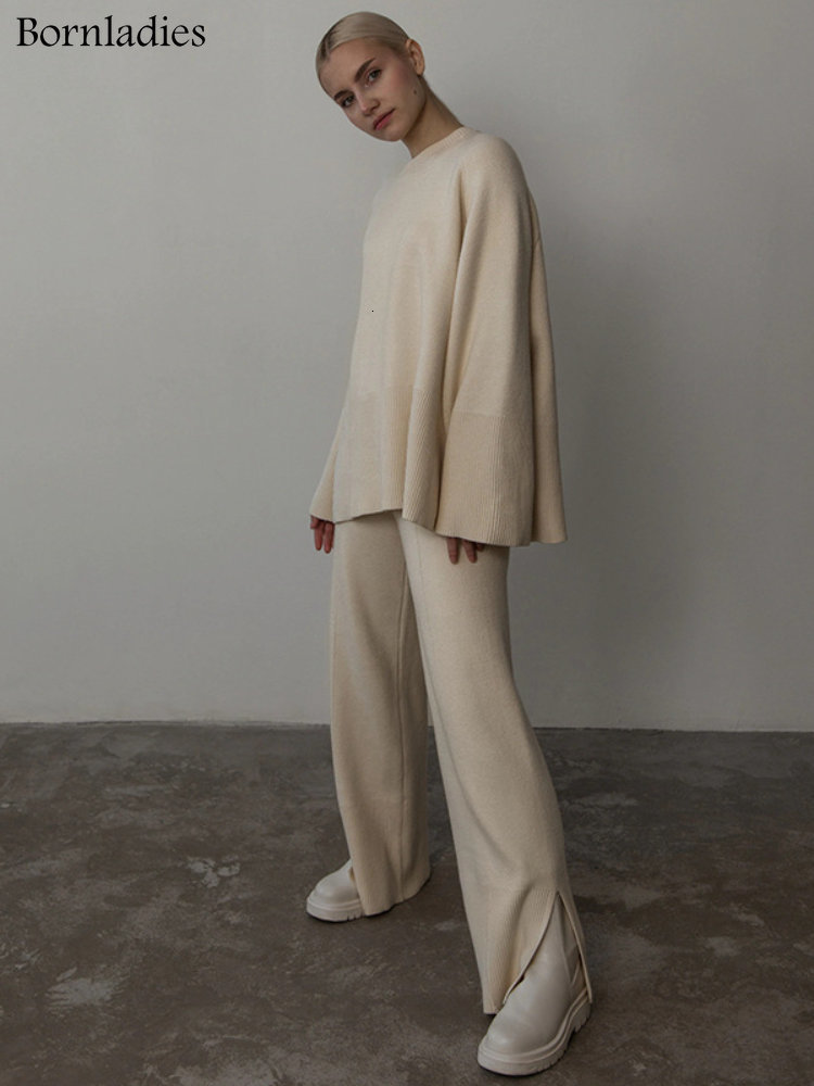 Women's Two Piece Pants Bornladies Autumn Oversized Women Knitted Tracksuits Winter O Neck Sweater split loose Pant 2 Warm Set Outfits 221207, Purple
Women's Two Piece Pants Bornladies Autumn Oversized Women Knitted Tracksuits Winter O Neck Sweater split loose Pant 2 Warm Set Outfits 221207, Purple