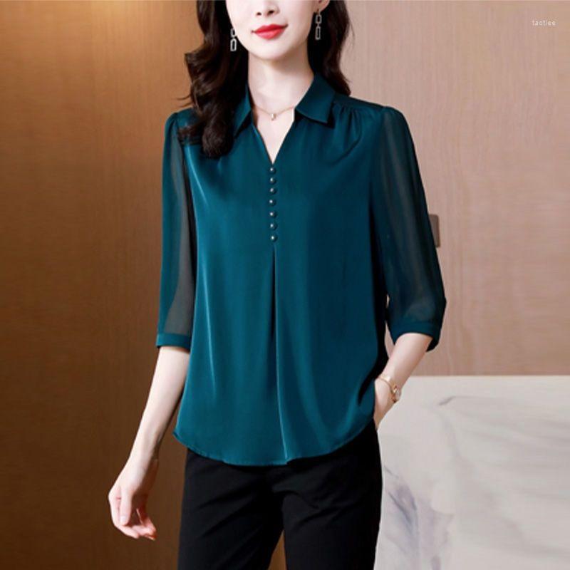Women's Blouses Women Vintage Elegant Chiffon Blouse Spring Summer Gauze 3/4 Sleeve V-Neck Fashion Loose Solid Button Female Casual Shirt, Blue
Women's Blouses Women Vintage Elegant Chiffon Blouse Spring Summer Gauze 3/4 Sleeve V-Neck Fashion Loose Solid Button Female Casual Shirt, Blue