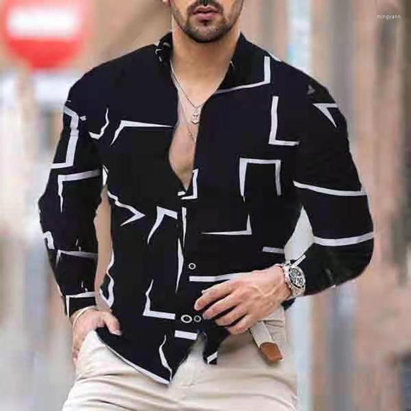 Men's Casual Shirts Autumn Long-sleeved Slim Shirt Men's Geometric Printing Black Trendy Fashion Turn-Down Collar Button Men Brand -3XL
Men's Casual Shirts Autumn Long-sleeved Slim Shirt Men's Geometric Printing Black Trendy Fashion Turn-Down Collar Button Men Brand -3XL