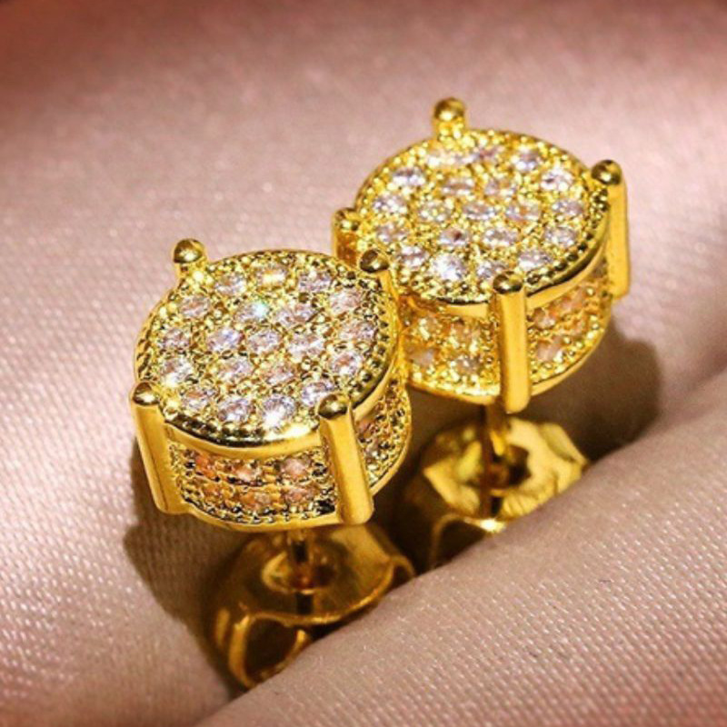Exquisite Cubic Zirconia Stud Earrings for Men Women Gold Silver Crystal Screw Back Studs Earring Wedding Jewelry Gift