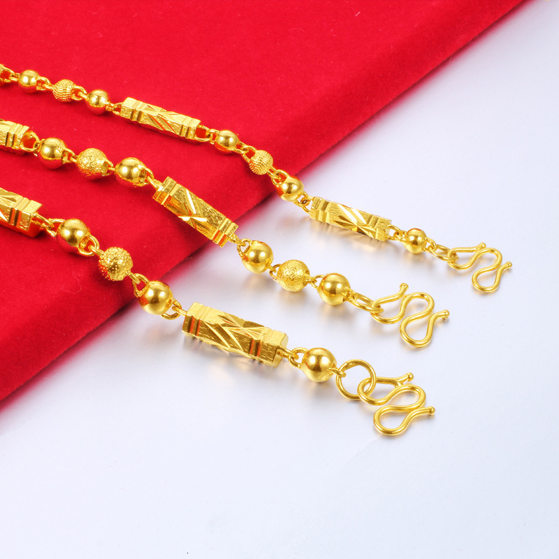 Chokers Simple Male 18K Gold Necklace Hexagonal Buddha Bamboo Chain Fine Jewelry Clavicle Necklaces for Men Boyfriend Birthday Gifts 221207