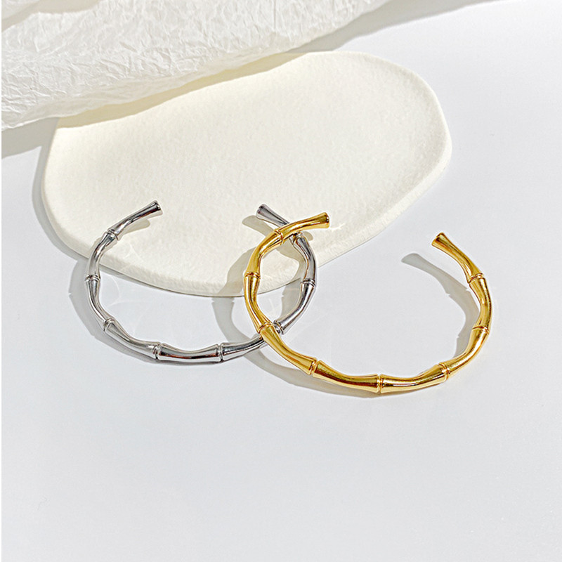 Wholesale Designer Bangles titanium steel bracelet women Chic bamboo knot opening bracelet