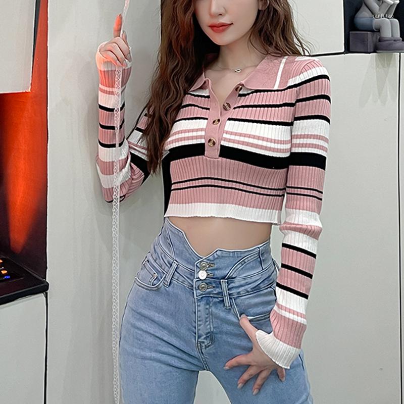 Women's Blouses Polo Collar Single-Breasted Beautiful Striped Women'S Autumn Comfortable Long-Sleeved Fashion Knitted Bottoming Shirt, Blue
Women's Blouses Polo Collar Single-Breasted Beautiful Striped Women'S Autumn Comfortable Long-Sleeved Fashion Knitted Bottoming Shirt, Blue