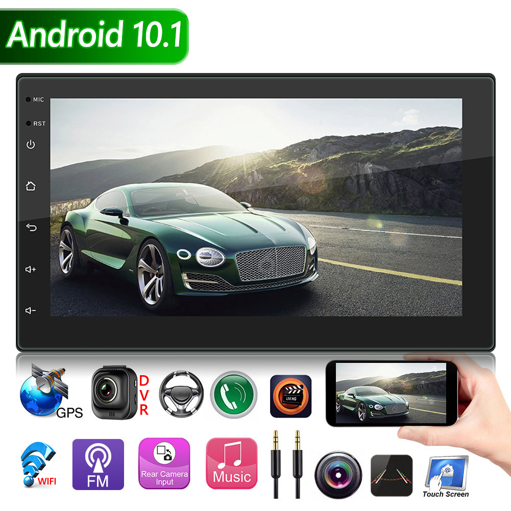 Double DIN Car Radio Head Unit Android 10.1 Quad Core Multimedia Video Player 2DIN GPS WiFi Bluetooth-compatible AUX Auto Stereo