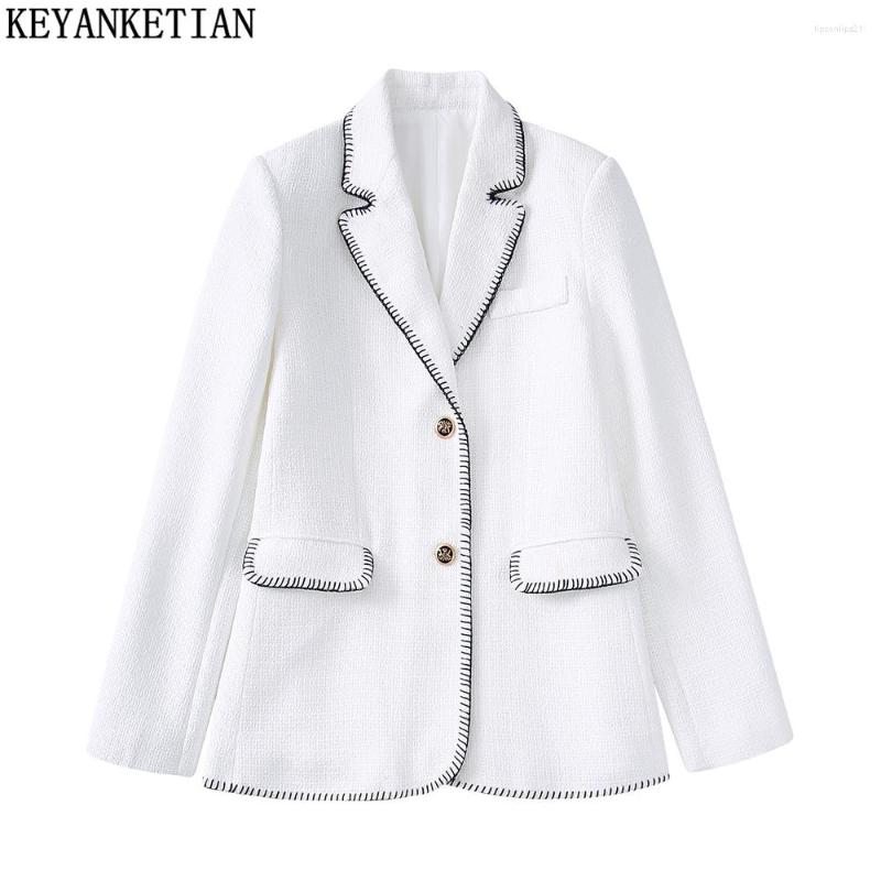 Women's Suits KEYANKETIAN Spring And Autumn Black White Contrast Color Topline Decoration Suit Women's Single Breasted Jacket, Beige
Women's Suits KEYANKETIAN Spring And Autumn Black White Contrast Color Topline Decoration Suit Women's Single Breasted Jacket, Beige