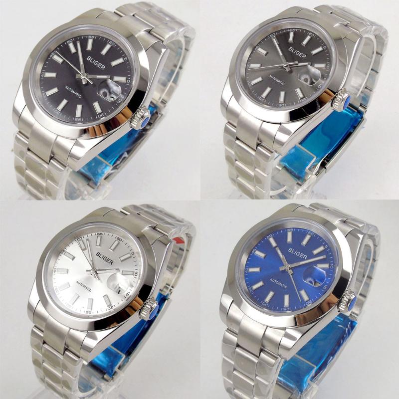 Wristwatches 36mm Dress Polished Bezel Automatic Men Wristwatch MIYOTA 8215 Brushed Bracelet Date Magnifier Solid Back, Logo silver
Wristwatches 36mm Dress Polished Bezel Automatic Men Wristwatch MIYOTA 8215 Brushed Bracelet Date Magnifier Solid Back, Logo silver