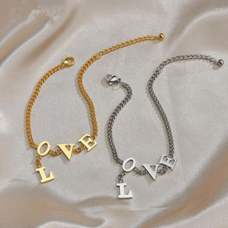 Link Bracelets 316L Stainless Steel Gold Color Letter LOVE Couple Gifts Beaded For Women Fashion Trend Fine Wedding Jewelry SAB443
Link Bracelets 316L Stainless Steel Gold Color Letter LOVE Couple Gifts Beaded For Women Fashion Trend Fine Wedding Jewelry SAB443
