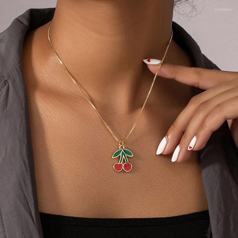 Pendant Necklaces Ins Gold Chain Green Red Enamel Cherry Fruit Piercing Choker Trendy Korean Fashion Women Party Jewelry
Pendant Necklaces Ins Gold Chain Green Red Enamel Cherry Fruit Piercing Choker Trendy Korean Fashion Women Party Jewelry