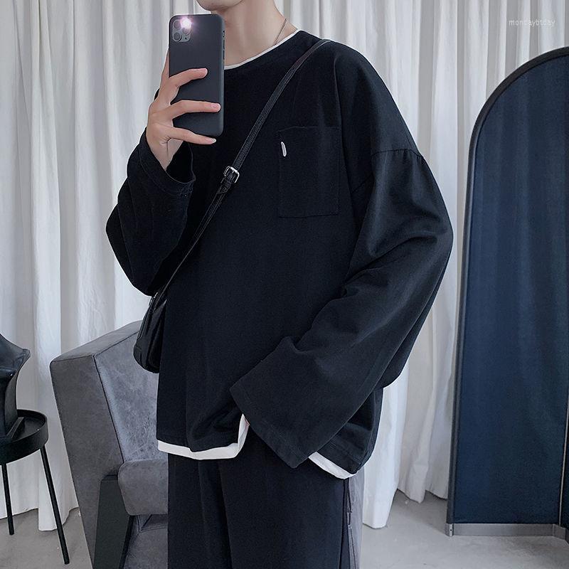 Men' T Shirts Solid Color Fake Two Long Sleeved T-shirt Korean Round Neck Student Sweater Oversized White Tee, Black
Men' T Shirts Solid Color Fake Two Long Sleeved T-shirt Korean Round Neck Student Sweater Oversized White Tee, Black