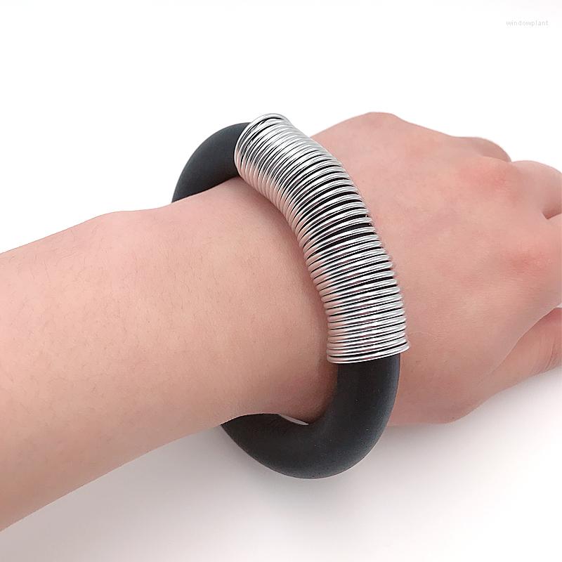 Charm Bracelets YD&YDBZ Silver Color Circle Matching Statement Bracelet For Women Punk Style Black Leather Rope Bangle Aluminum
Charm Bracelets YD&YDBZ Silver Color Circle Matching Statement Bracelet For Women Punk Style Black Leather Rope Bangle Aluminum