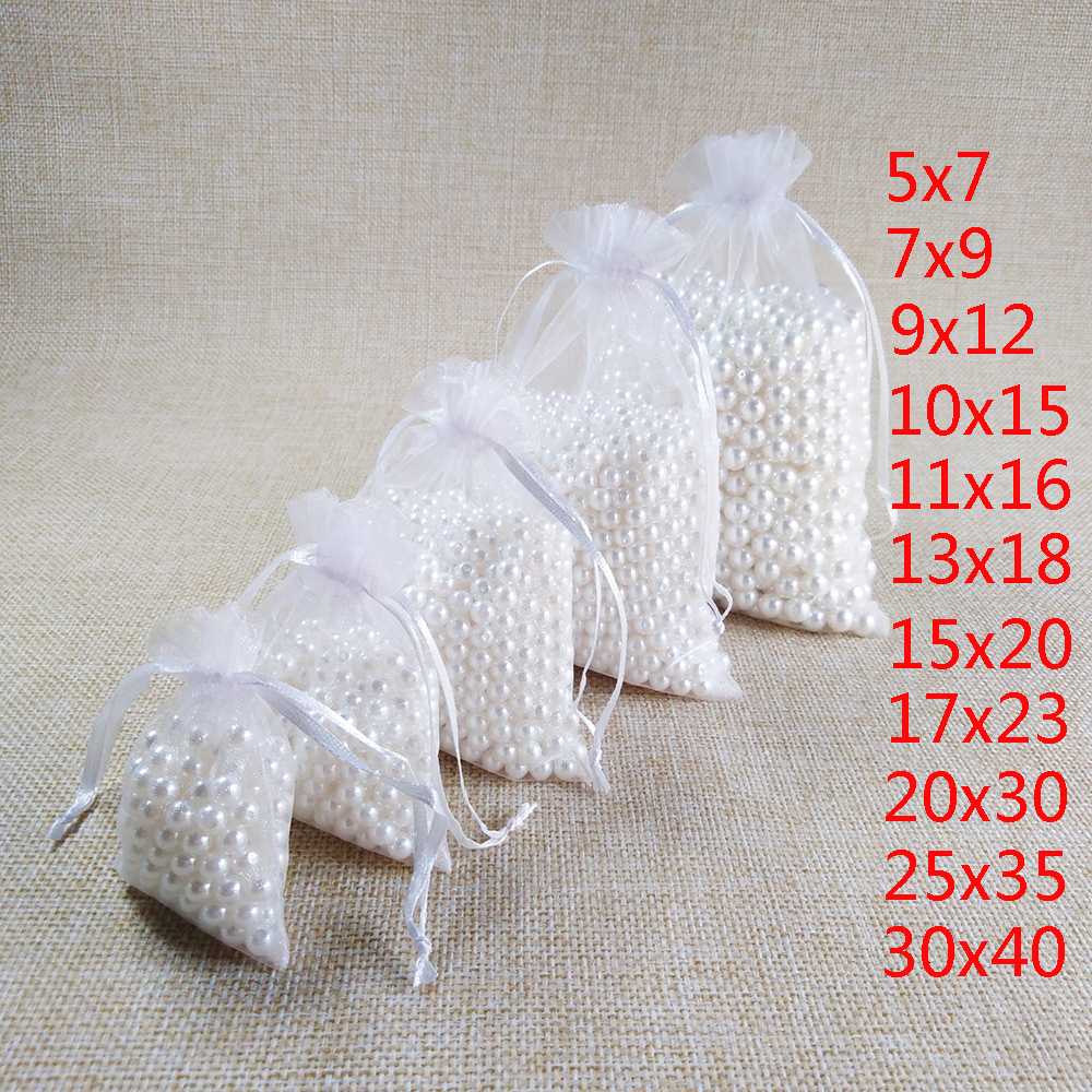Jewelry Boxes 100pcs lot White Drawstring Organza Bags 7x9 9x12 10x15 13x18 15x20cm Wedding Birthday Party Gift Packaging Pouches 221208
Jewelry Boxes 100pcs lot White Drawstring Organza Bags 7x9 9x12 10x15 13x18 15x20cm Wedding Birthday Party Gift Packaging Pouches 221208