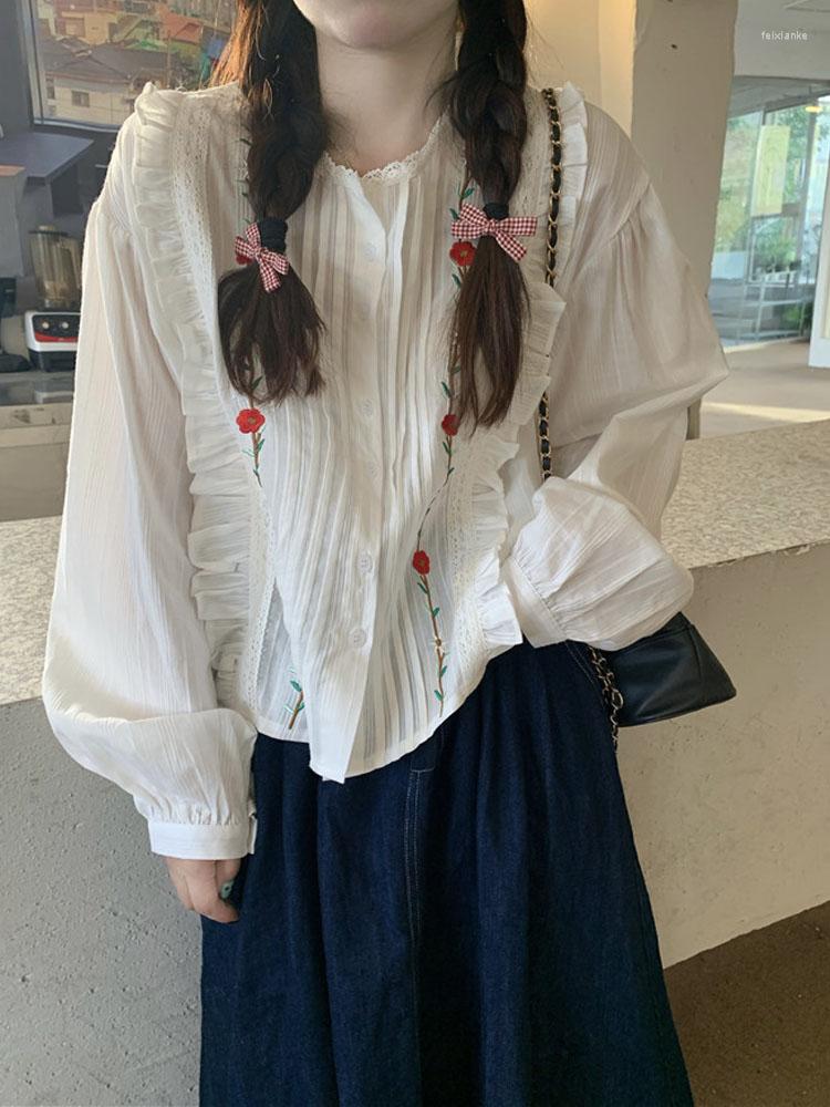 Women's Blouses KIMOKOKM Autumn Mori Girl Style Clothes Shirt Lovely O-Neck Sweety Flowers Embroidery Kawaii Full Sleeve White Shirts
Women's Blouses KIMOKOKM Autumn Mori Girl Style Clothes Shirt Lovely O-Neck Sweety Flowers Embroidery Kawaii Full Sleeve White Shirts