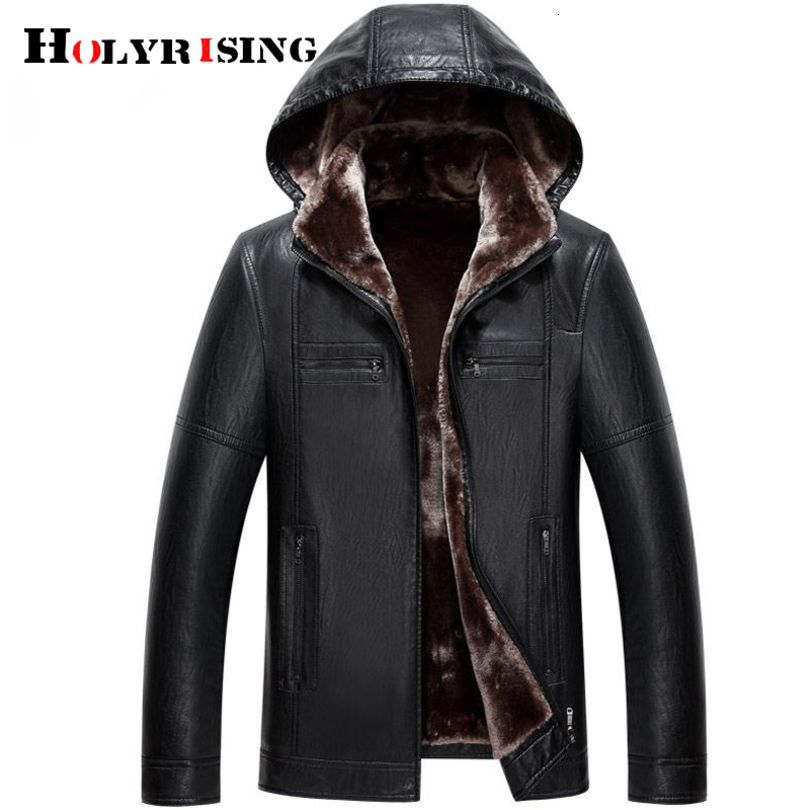 Mens Leather Faux Holyrising men leather Jacket hooded removable plus size velvet padded Warm PU s Coats 19066 221205, Black
Mens Leather Faux Holyrising men leather Jacket hooded removable plus size velvet padded Warm PU s Coats 19066 221205, Black