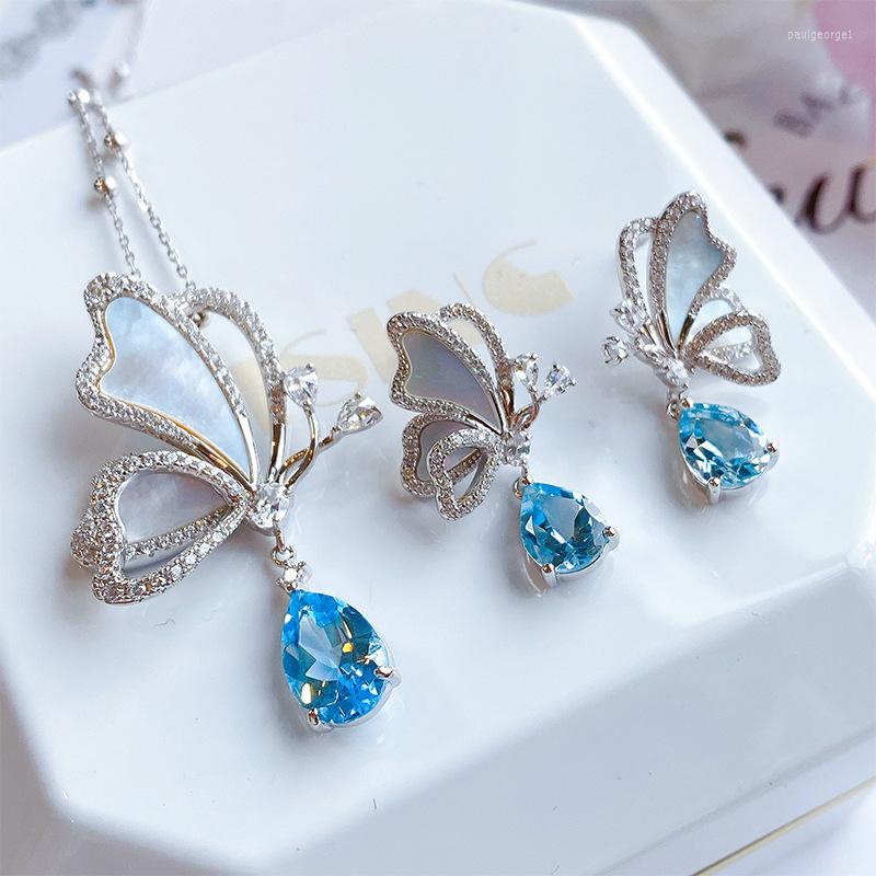 Necklace Earrings Set Natural White Fritillaria Butterfly Drop Santa Maria Sea Blue Water Pear-shaped Pendant Necklaces, Picture shown
Necklace Earrings Set Natural White Fritillaria Butterfly Drop Santa Maria Sea Blue Water Pear-shaped Pendant Necklaces, Picture shown