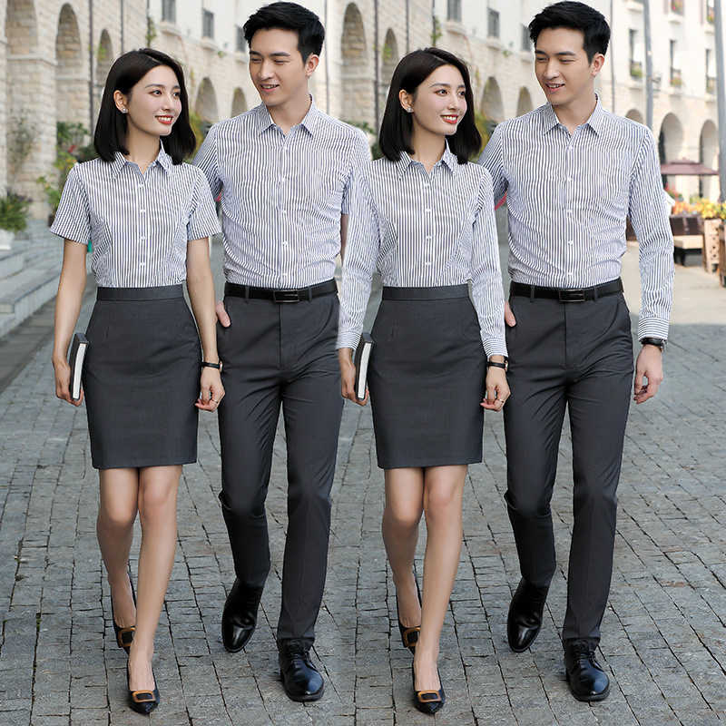 Work Clothes Own Striped Manager Long Short Sleeved Shirt Men' and Women' Profional Formal Busin Suit, Short sleeve men's white background
Work Clothes Own Striped Manager Long Short Sleeved Shirt Men' and Women' Profional Formal Busin Suit, Short sleeve men's white background