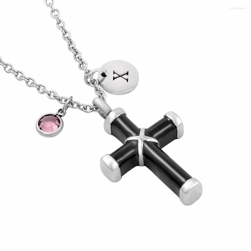 Pendant Necklaces IJD8350 Plating Black Stainless Steel Cross With Birthstone & Letter Cremation Necklace For Ashes
Pendant Necklaces IJD8350 Plating Black Stainless Steel Cross With Birthstone & Letter Cremation Necklace For Ashes