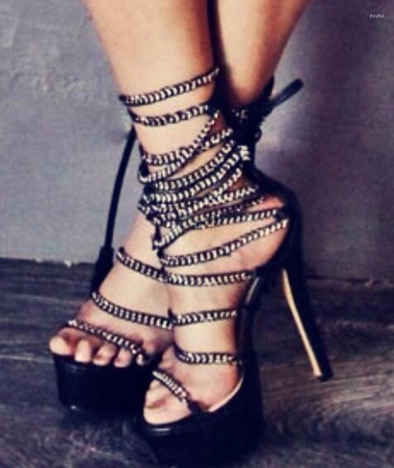 Dress Shoes Real Pos Women Fashion Open Toe Lace-up High Platform Gladiator Sandals Rope Chain Design Heel, Picture shown
Dress Shoes Real Pos Women Fashion Open Toe Lace-up High Platform Gladiator Sandals Rope Chain Design Heel, Picture shown