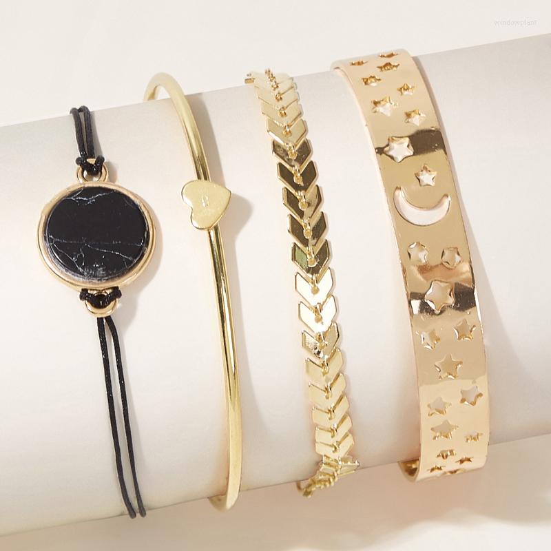 Strand 4pcs Korean Star Moon Hollow Out Bracelet Set For Women Fashion Love Heart Stone Opening Bangle Ladies Wedding Jewelry
Strand 4pcs Korean Star Moon Hollow Out Bracelet Set For Women Fashion Love Heart Stone Opening Bangle Ladies Wedding Jewelry
