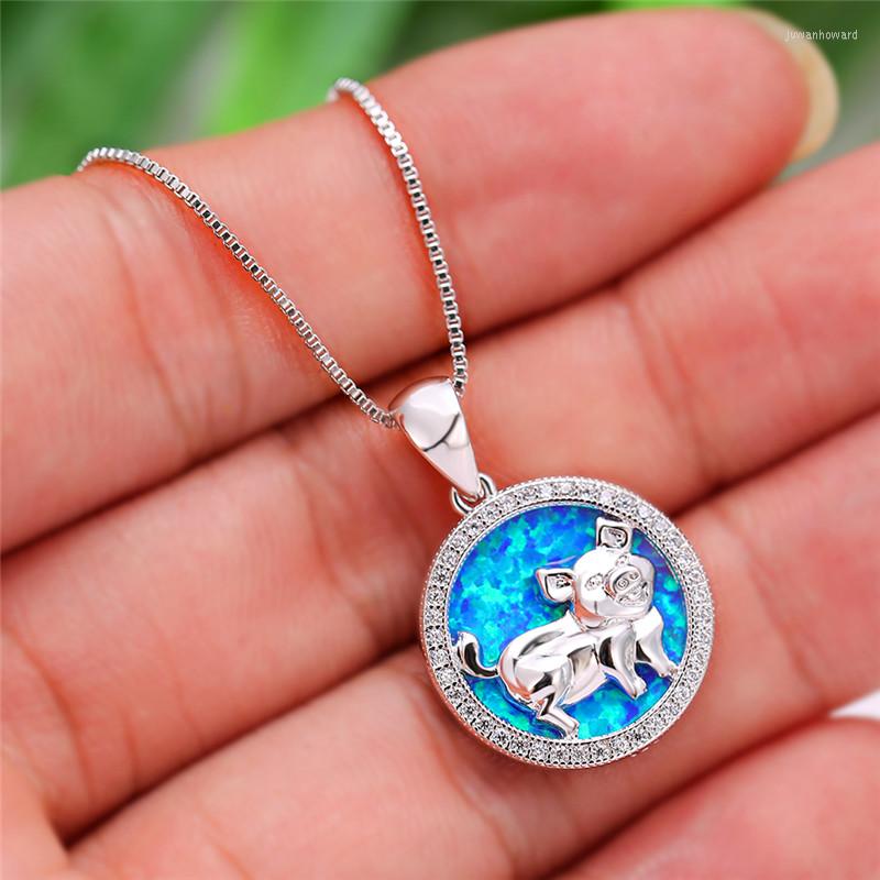 Pendant Necklaces Luxury Female Round Blue Opal Pendants Charm Silver Color Wedding For Women Cute Crystal Pig Chain Necklace
Pendant Necklaces Luxury Female Round Blue Opal Pendants Charm Silver Color Wedding For Women Cute Crystal Pig Chain Necklace