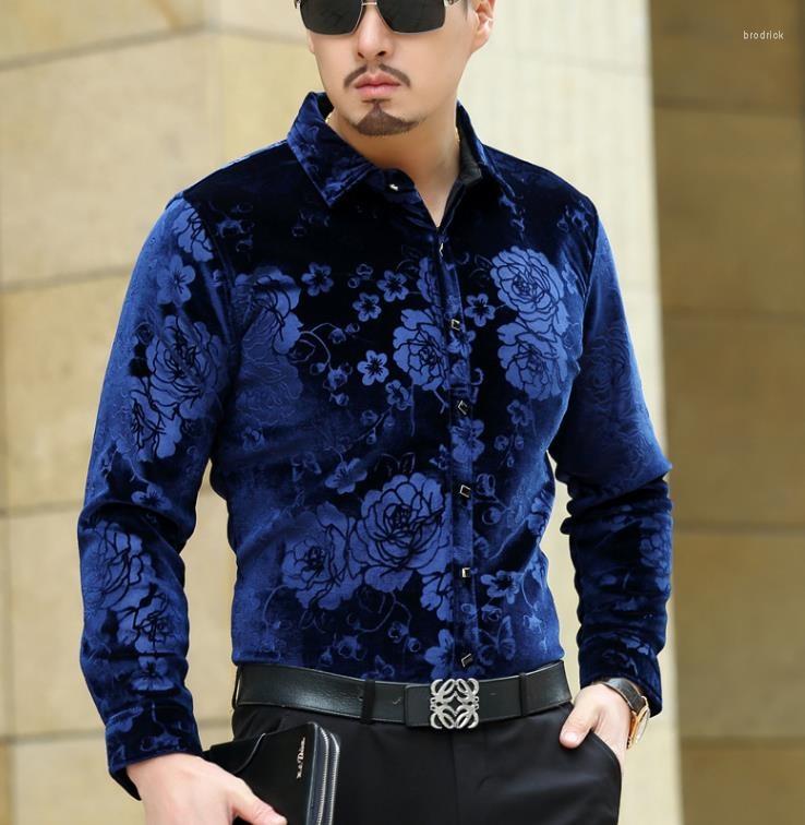Men's Dress Shirts Fashion Trendy Luxury Mens Top Silk Formal Turn Down Collar Black Blue Velvet Shirt Slim Fit Flower Pattern
Men's Dress Shirts Fashion Trendy Luxury Mens Top Silk Formal Turn Down Collar Black Blue Velvet Shirt Slim Fit Flower Pattern