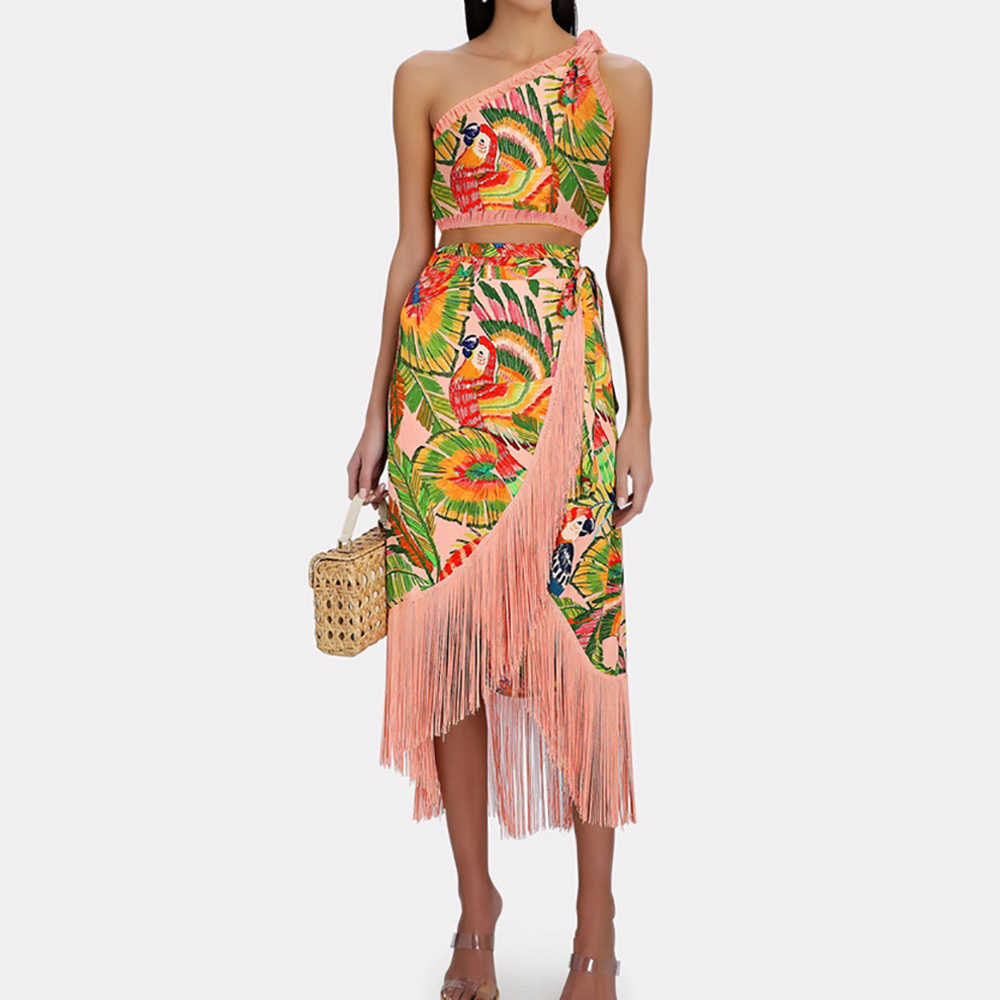 Swim Wear Vintage One-shoulder Swimsuits Sexy Print Two-piece Bikini and Fringe Skirt Women Swimwear Bathing Suit Summer Beach Wear Luxury T221208
Swim Wear Vintage One-shoulder Swimsuits Sexy Print Two-piece Bikini and Fringe Skirt Women Swimwear Bathing Suit Summer Beach Wear Luxury T221208