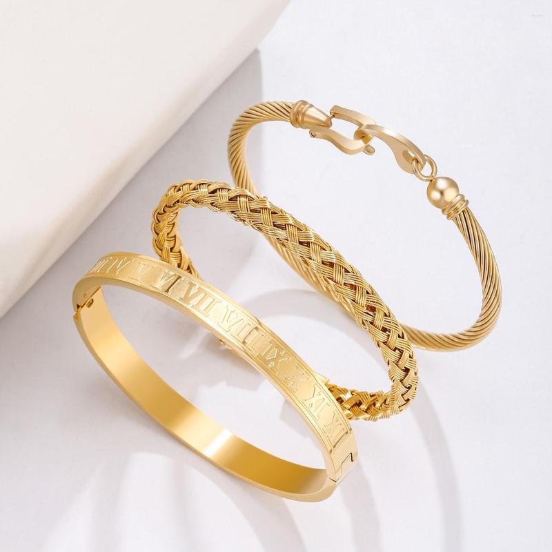 Link Bracelets 3PCS Luxury Roman Royal Crown Charm Bracelet Men Stainless Steel Geometry Open Adjustable Couple Jewelry Gift 
Link Bracelets 3PCS Luxury Roman Royal Crown Charm Bracelet Men Stainless Steel Geometry Open Adjustable Couple Jewelry Gift