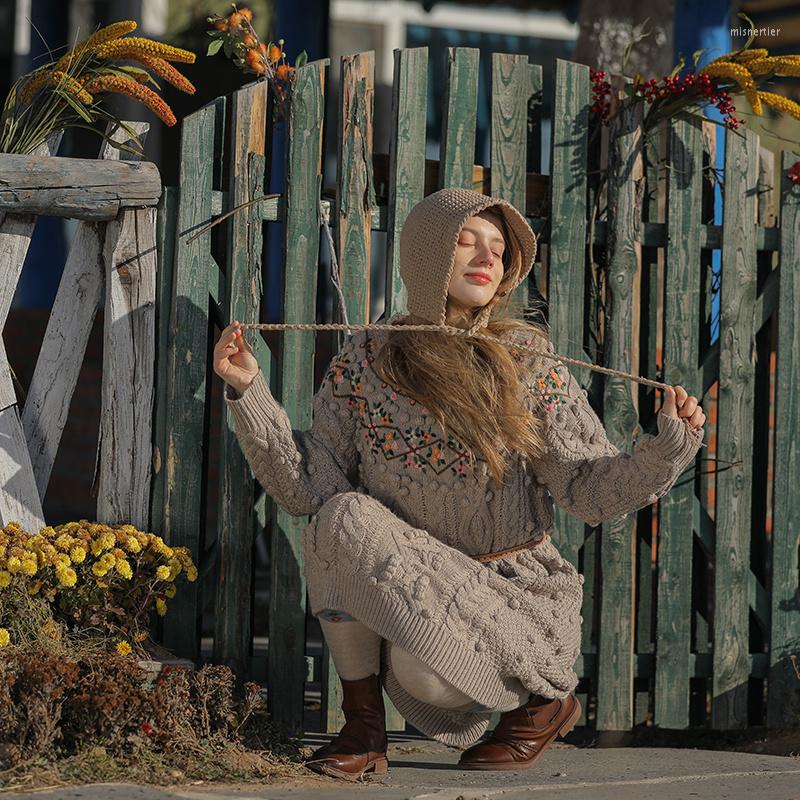Casual Dresses Fall Women Winter Vintage Thick Warm Wool Knitted Dress Mori Girls Handmade Embroidery Oversize Pullover Sweater, Khaki
Casual Dresses Fall Women Winter Vintage Thick Warm Wool Knitted Dress Mori Girls Handmade Embroidery Oversize Pullover Sweater, Khaki
