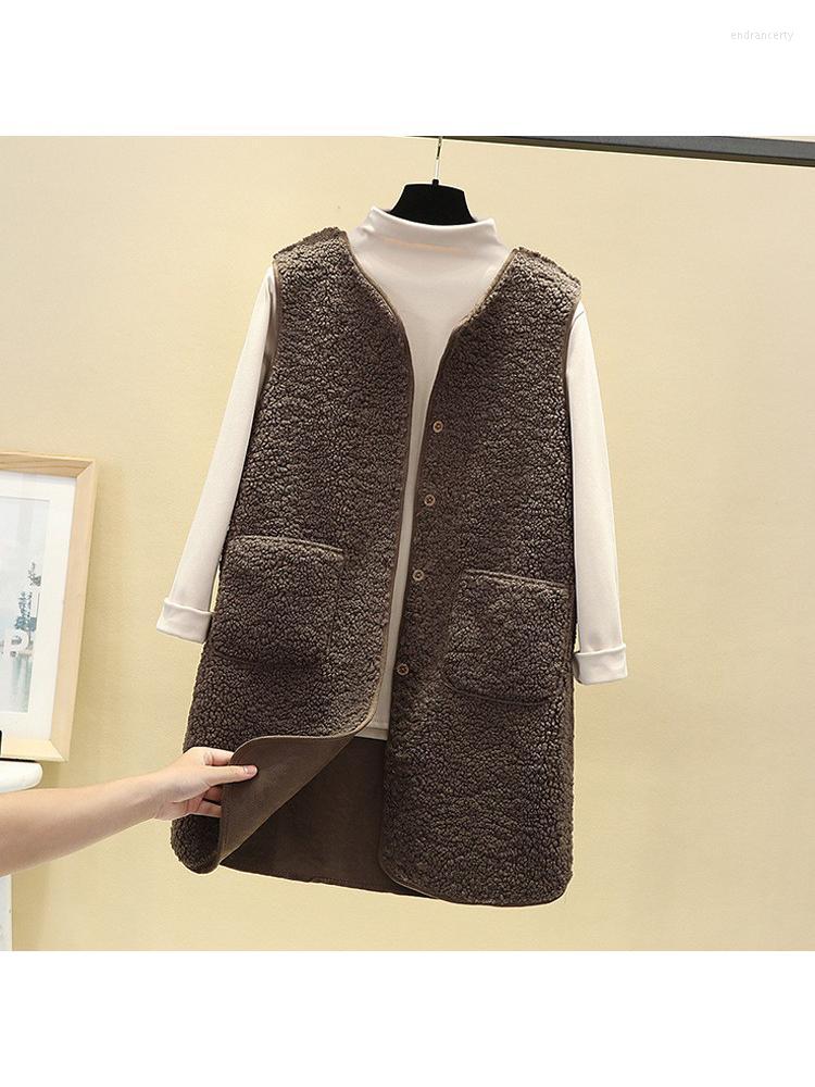Women's Vests Korean Lamb Wool Long Women Vest Winter V-neck Single Breasted Pocket Fur Integration Coat, Mibai short
Women's Vests Korean Lamb Wool Long Women Vest Winter V-neck Single Breasted Pocket Fur Integration Coat, Mibai short