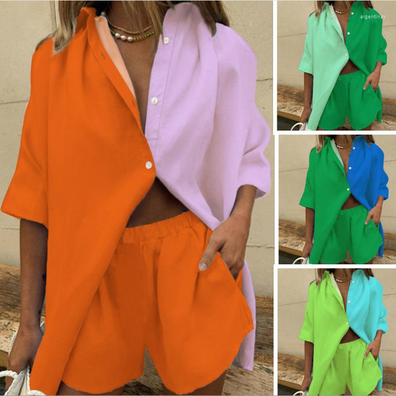 Women' Tracksuits 2022 Summer Women' Two-piece Print Stitching Color Matching Short-sleeved Shorts Fashion Casual Suit
Women' Tracksuits 2022 Summer Women' Two-piece Print Stitching Color Matching Short-sleeved Shorts Fashion Casual Suit