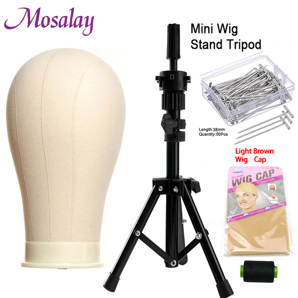 

Wig Stand Canvas Block With Tripod Holder For Making s Training Mannequin Head Display Styling Manikin 221207