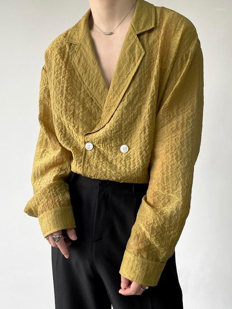 Men's Casual Shirts Men's Pleated Design Luxury Shirt 2022 Style Temperament Tops Solid Color Loose Turn-down Collar 2A2119, Champagne
Men's Casual Shirts Men's Pleated Design Luxury Shirt 2022 Style Temperament Tops Solid Color Loose Turn-down Collar 2A2119, Champagne