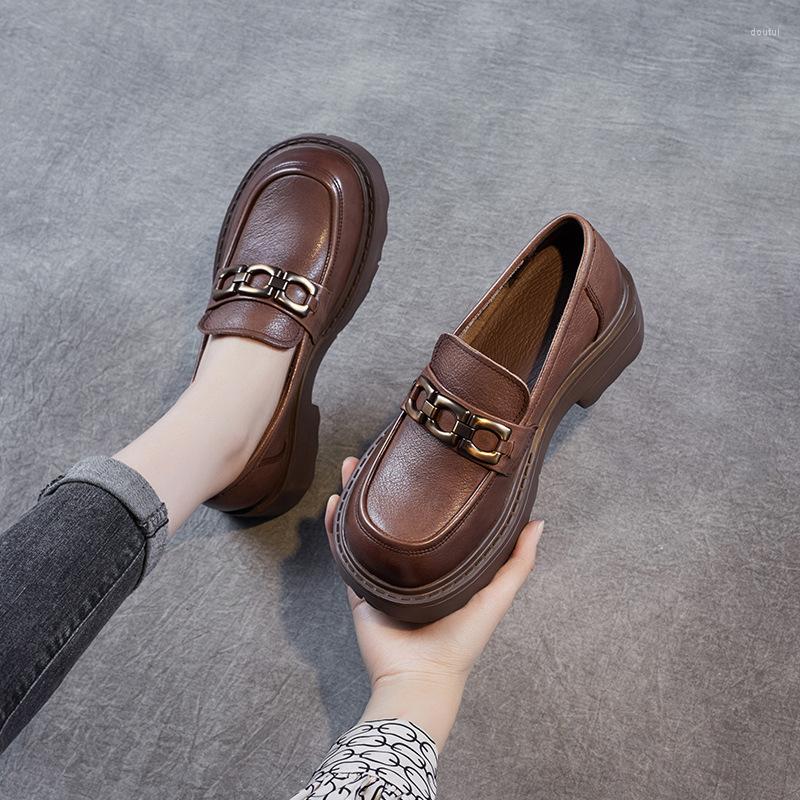 Dress Shoes Leather Thick-soled Loafers Women's 2022 Light Brown Retro Single Western Style British Platform, Black
Dress Shoes Leather Thick-soled Loafers Women's 2022 Light Brown Retro Single Western Style British Platform, Black