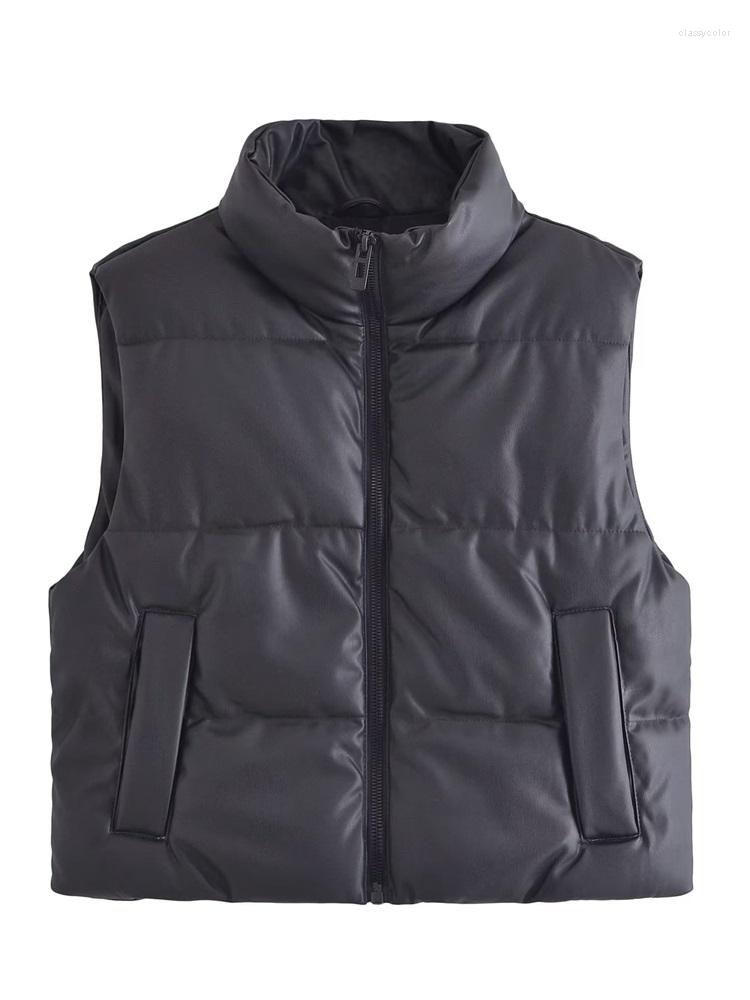 Women's Down MESTTRAF 2022 Sexy Design Winter Sleeveless Zipper Waistcoat Faux Leather Leisure Stand Collar Outerwear Chic Tops, Picture shown
Women's Down MESTTRAF 2022 Sexy Design Winter Sleeveless Zipper Waistcoat Faux Leather Leisure Stand Collar Outerwear Chic Tops, Picture shown
