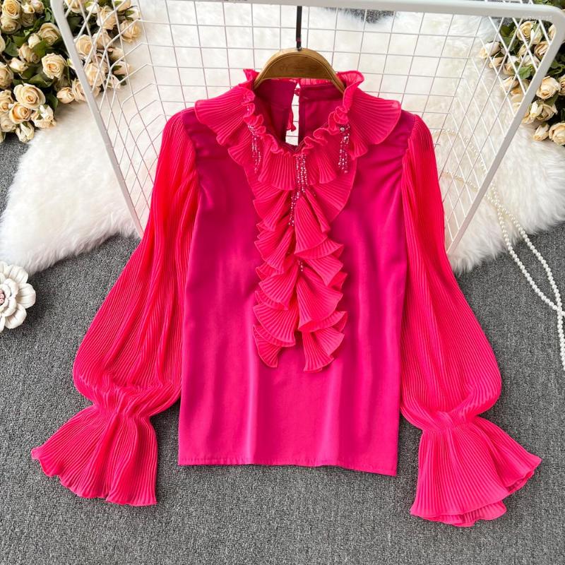 Women's Blouses Autumn Winter Super Fairy Loose Horn Long Sleeve Pleated Agaric Edge Stand Collar Pullover Shirt Casual Blouse, Pink
Women's Blouses Autumn Winter Super Fairy Loose Horn Long Sleeve Pleated Agaric Edge Stand Collar Pullover Shirt Casual Blouse, Pink