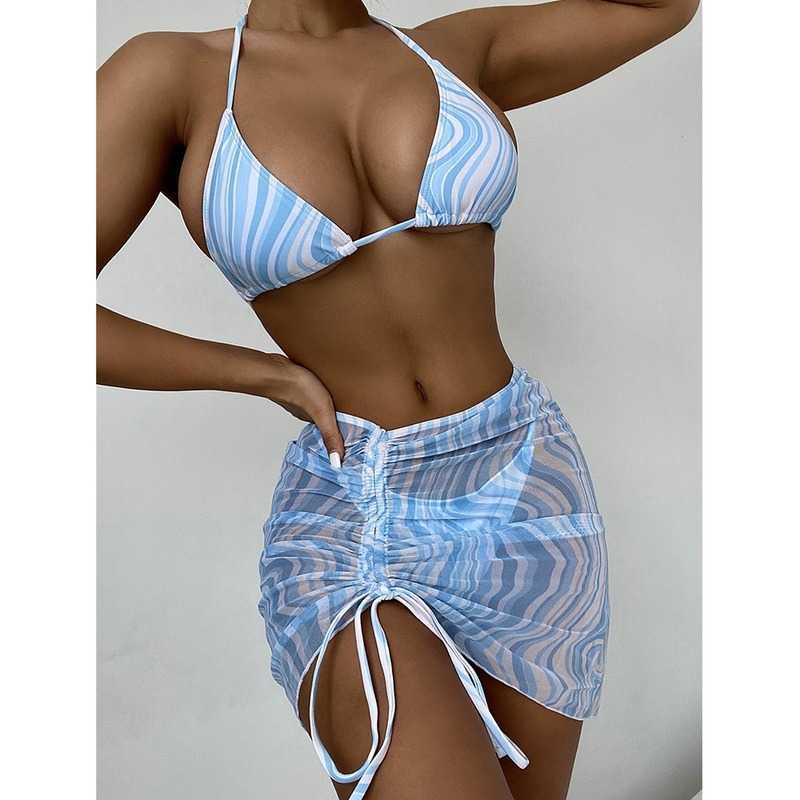 Swim Wear 2022 New Striped Print Three Pieces Bikini Set with Beach Skirt Women Swimsuit Female Halter Bathing Suit Sexy Bikini Micro T221208
Swim Wear 2022 New Striped Print Three Pieces Bikini Set with Beach Skirt Women Swimsuit Female Halter Bathing Suit Sexy Bikini Micro T221208