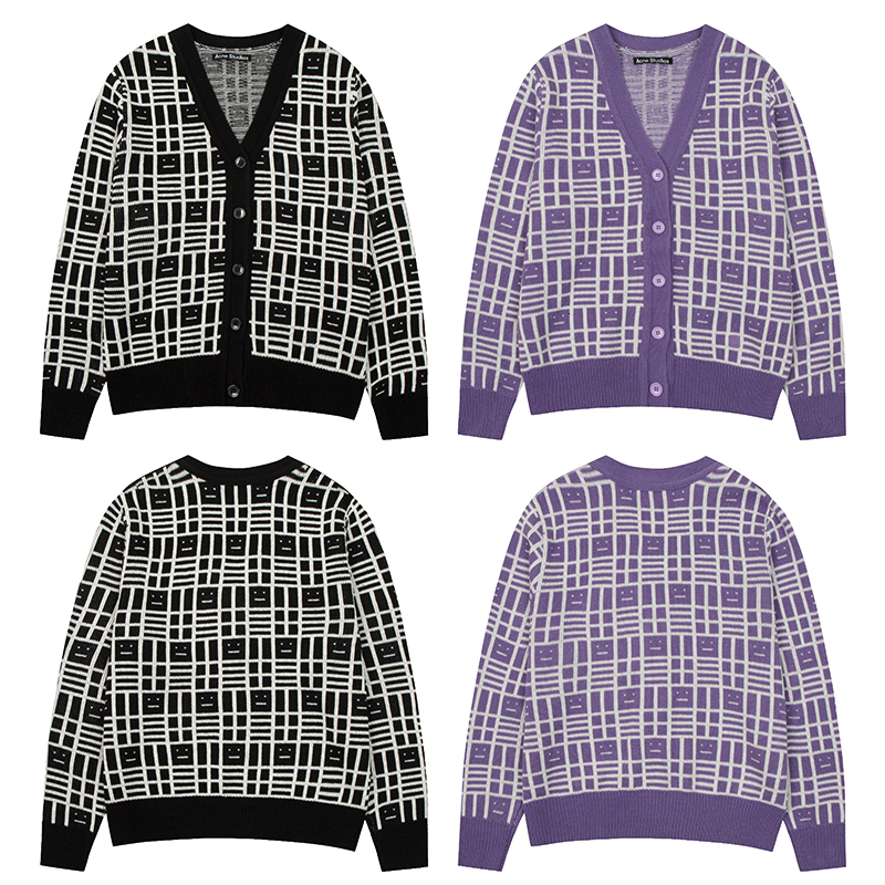 Men' Sweaters Acne Studios Classic Embroidered Smiley Face Solid Color Crew neck Cardigan Button Black Purple Women 221207
Men' Sweaters Acne Studios Classic Embroidered Smiley Face Solid Color Crew neck Cardigan Button Black Purple Women 221207