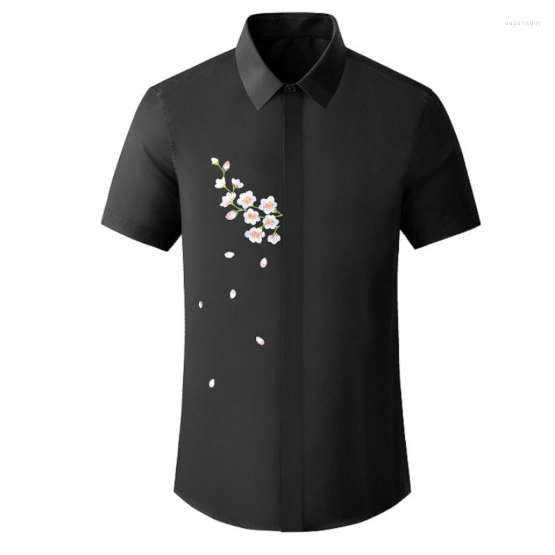 Men's Casual Shirts Minglu Cherry Blossom Embroidery Short Sleeve Male High Quality Slim Fit Business Black White Mens 4XL
Men's Casual Shirts Minglu Cherry Blossom Embroidery Short Sleeve Male High Quality Slim Fit Business Black White Mens 4XL