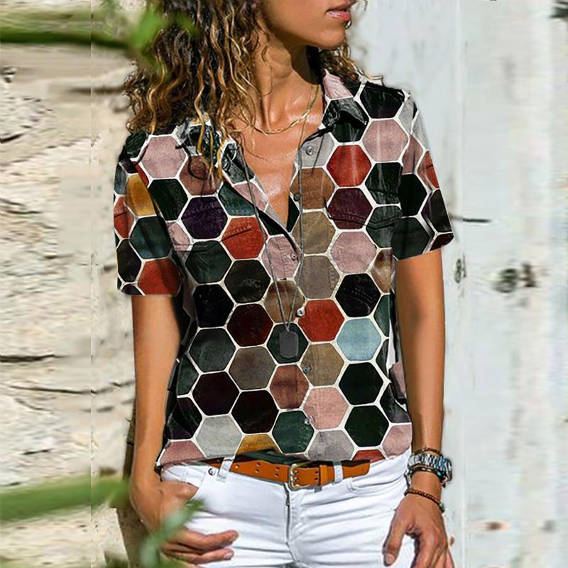Women' Blouses & Shirts Summer Plus Size Women Shirt Graphic Printed Lady Lapel Buttons Pocket Short Sleeve V-neck Blouse Tunics Office Tee, White
Women' Blouses & Shirts Summer Plus Size Women Shirt Graphic Printed Lady Lapel Buttons Pocket Short Sleeve V-neck Blouse Tunics Office Tee, White