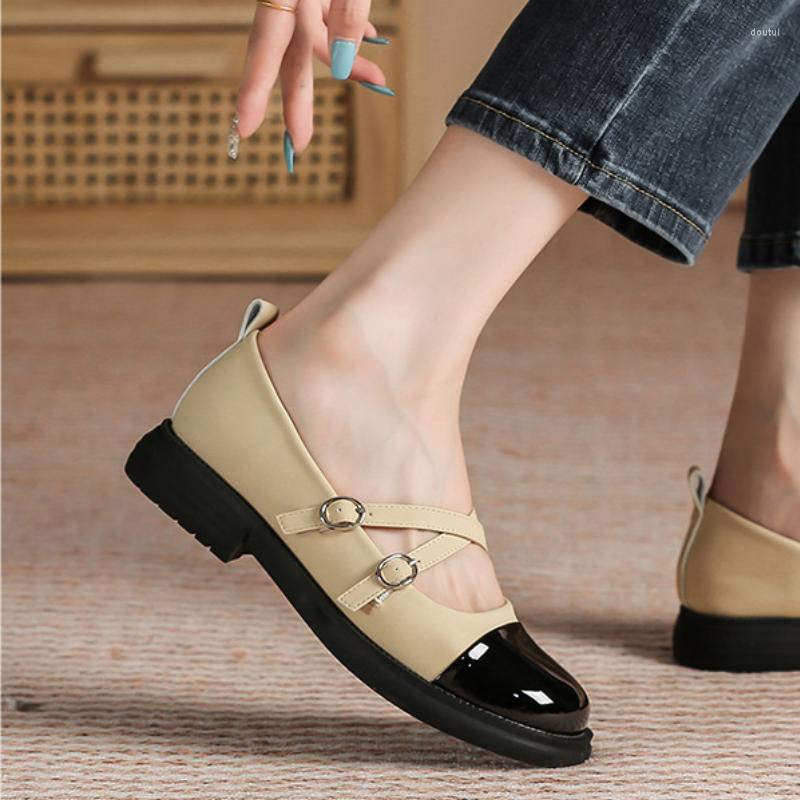 Dress Shoes Shining British Style Small Leather Women's 2022 Autumn Round Head Mary Jane Loafers Cross Buckle Color Matching, Brown
Dress Shoes Shining British Style Small Leather Women's 2022 Autumn Round Head Mary Jane Loafers Cross Buckle Color Matching, Brown