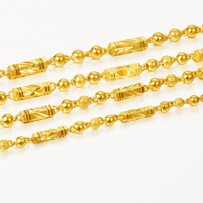 Chokers Simple Male 18K Gold Necklace Hexagonal Buddha Bamboo Chain Fine Jewelry Clavicle Necklaces for Men Boyfriend Birthday Gifts 221207