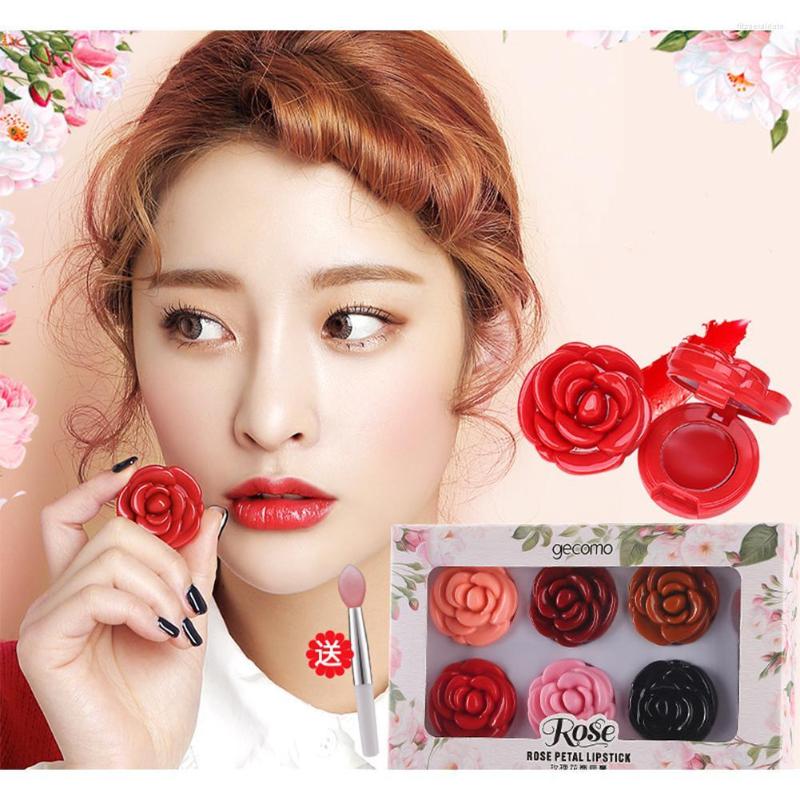 

Lip Balm DSstyles 6 Pcs/set Rose Petal Lasting Moisturizer Lipstick Set Jelly Lipsticks Care Cream Lips Beauty Cosmetics Tools
