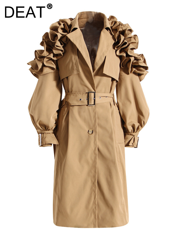 Women' Trench Coats DEAT Fashion Coat Lapel Single Breasted Shoulder Ruffle Long Sleeve Belt Windbreaker Autumn 17A2946 221207, Black
Women' Trench Coats DEAT Fashion Coat Lapel Single Breasted Shoulder Ruffle Long Sleeve Belt Windbreaker Autumn 17A2946 221207, Black