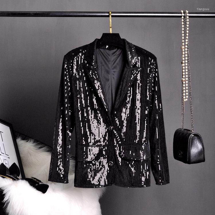 Women's Suits Blingbling Casual Women Suit Coats 2022 Spring Autumn All-match Elegant Slim Long Sleeve Black Sequins Blazers Jacket
Women's Suits Blingbling Casual Women Suit Coats 2022 Spring Autumn All-match Elegant Slim Long Sleeve Black Sequins Blazers Jacket
