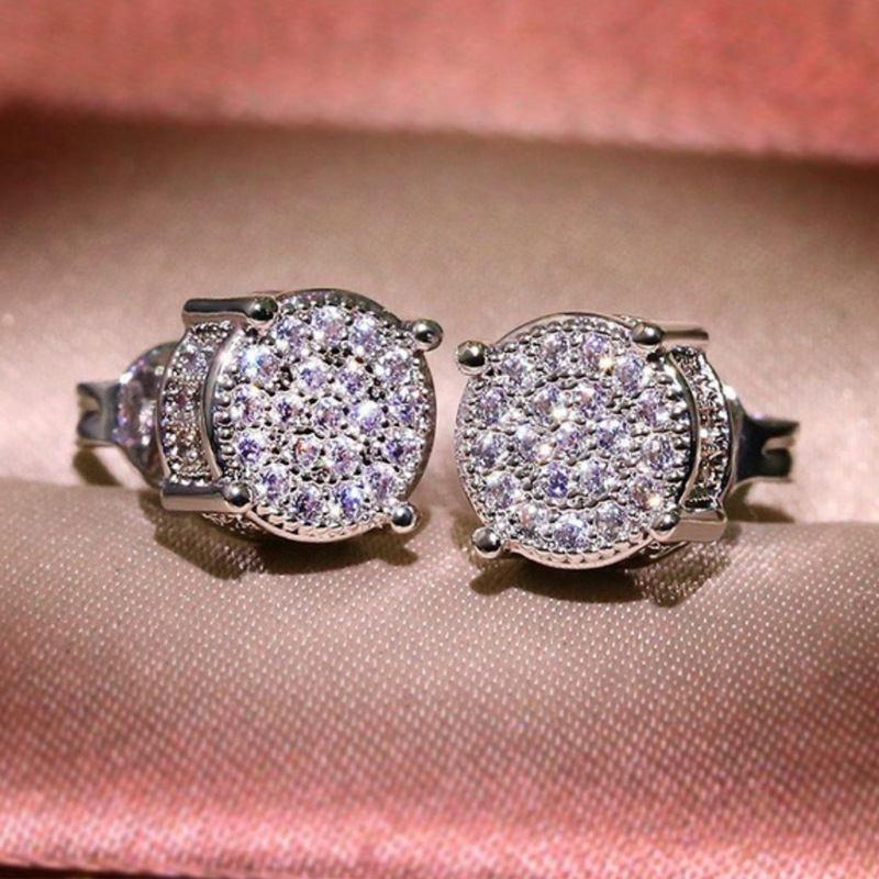 Exquisite Cubic Zirconia Stud Earrings for Men Women Gold Silver Crystal Screw Back Studs Earring Wedding Jewelry Gift