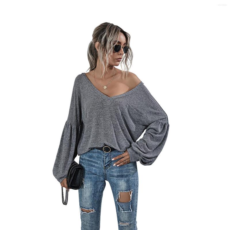 Women' Blouses Women' Pullover Sweater Blouse Autumn And Winter V-neck Open Back Pocket Lantern Sleeve Solid Color Loose Casual Female, Gray
Women' Blouses Women' Pullover Sweater Blouse Autumn And Winter V-neck Open Back Pocket Lantern Sleeve Solid Color Loose Casual Female, Gray