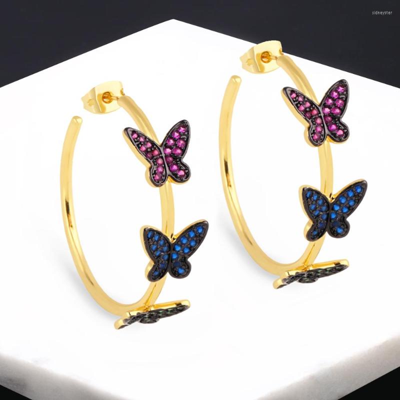 Hoop Earrings FLOLA Big Gold Plated Hoops Butterfly For Women Girls Copper CZ Crystal Circle Fashion Jewelry Gifts Ersa124 
Hoop Earrings FLOLA Big Gold Plated Hoops Butterfly For Women Girls Copper CZ Crystal Circle Fashion Jewelry Gifts Ersa124