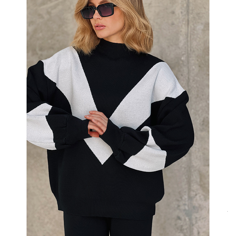 Women's Two Piece Pants Knitted Tracksuit Winter Casual Sport Outfits Turtleneck Sweater Suit 2 Matching Sets For 221207, Black
Women's Two Piece Pants Knitted Tracksuit Winter Casual Sport Outfits Turtleneck Sweater Suit 2 Matching Sets For 221207, Black