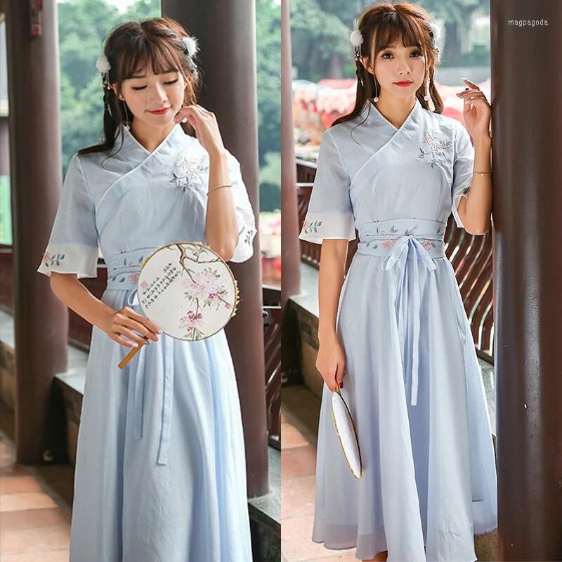 Ethnic Clothing Girls Chinese Ancient Traditional Hanfu Retro Han Dynasty Princess Folk Dance Stage Wear Half Sleeve Lady Fairy Cosplay
Ethnic Clothing Girls Chinese Ancient Traditional Hanfu Retro Han Dynasty Princess Folk Dance Stage Wear Half Sleeve Lady Fairy Cosplay