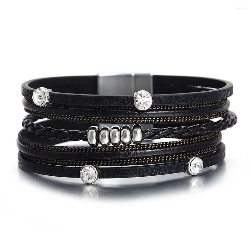 Charm Bracelets Amorcome Multilayer Wrap Bracelet For Women Bohemian Metal Beads Crystal Studded Leather Fashion Female Jewelry
Charm Bracelets Amorcome Multilayer Wrap Bracelet For Women Bohemian Metal Beads Crystal Studded Leather Fashion Female Jewelry