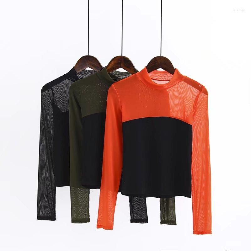 Women' T Shirts Tops Camisetas Blusa Spring Selling Perspective Net Yarn Mixed Color Long-sleeved High Waist Lu Na T-shirt Female Slim Sexy, Black
Women' T Shirts Tops Camisetas Blusa Spring Selling Perspective Net Yarn Mixed Color Long-sleeved High Waist Lu Na T-shirt Female Slim Sexy, Black